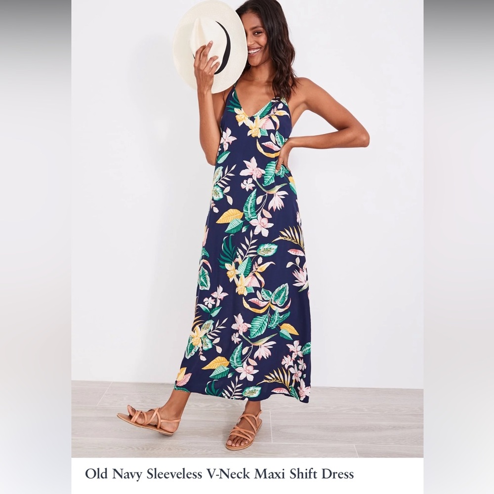 Old Navy Sleeveless V-Neck Maxi Shift Dress